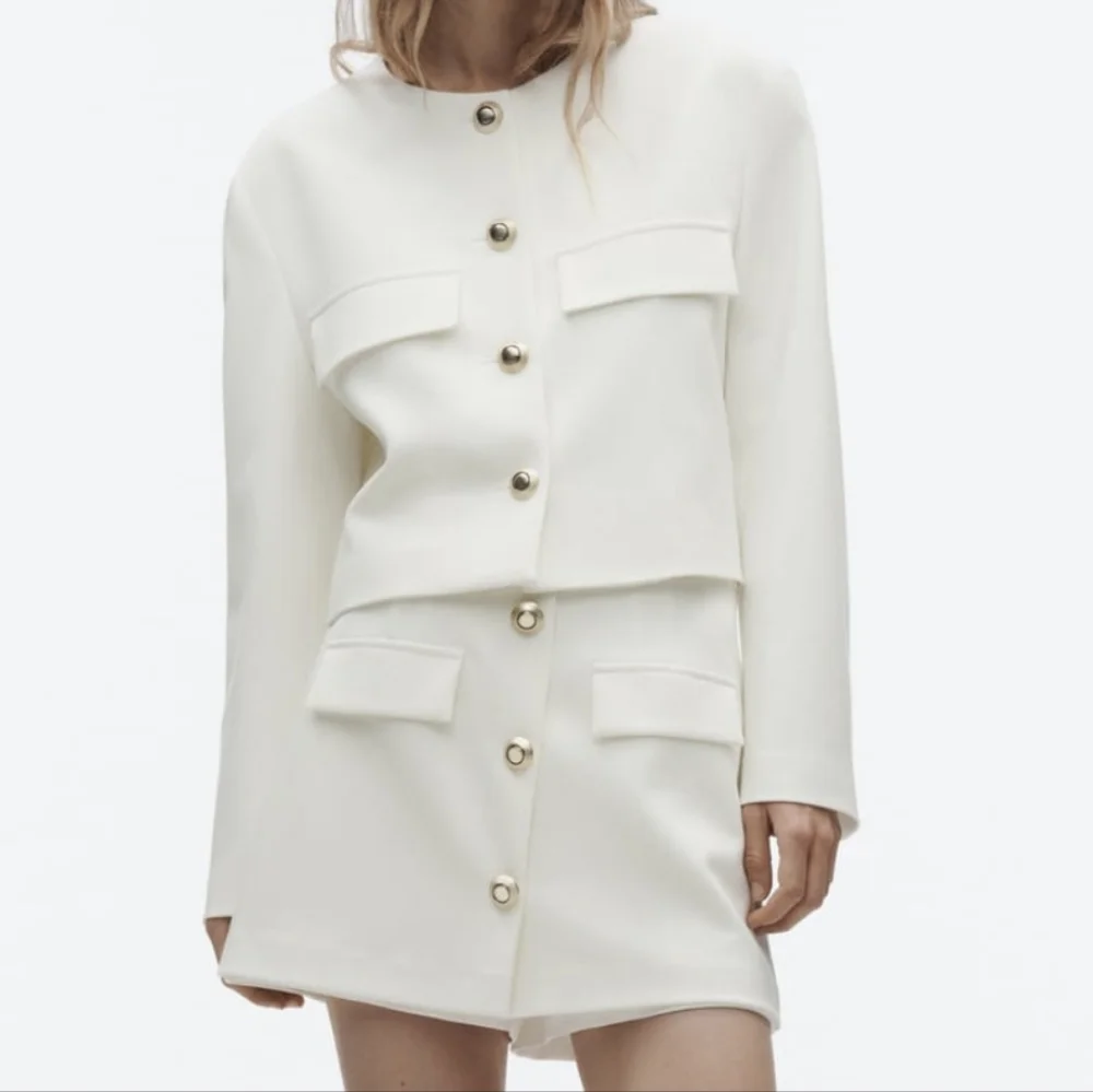 Gold Button Skort Zara White S - Picture 5 of 16